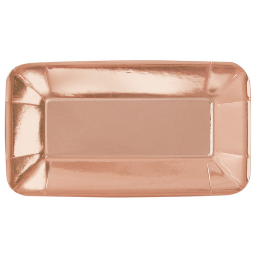 Rectangle Appetizer Paper Plates Rose Gold
