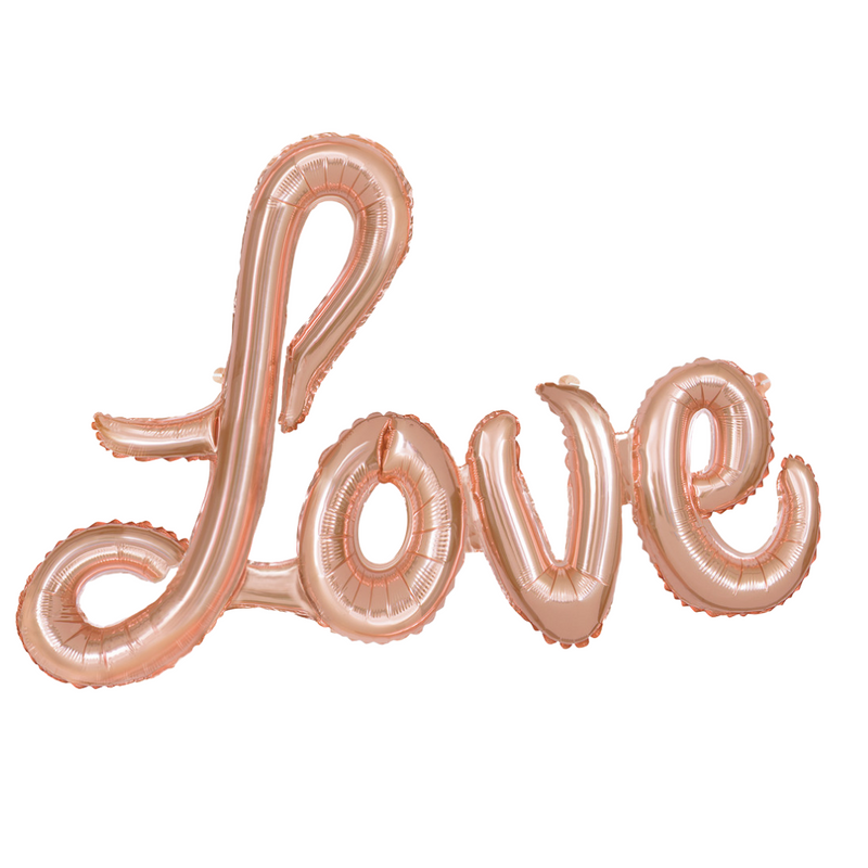 Love Rose Gold Foil Balloon Banner With Ribbon 2.74m
