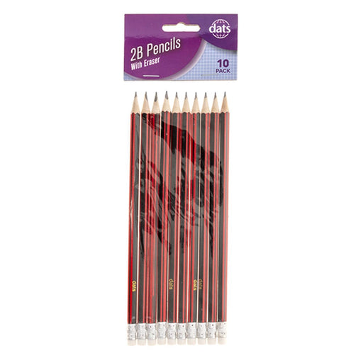 Pencil Black & Red Barrel 2B w/ Eraser 10pk