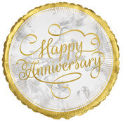 Gold Happy Anniversary Foil Balloon 45cm