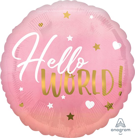 Foil Balloon Standard HX 45cm Pink Baby Girl Hello World
