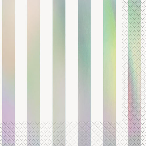 Foil Stamped Stripes Napkins Iridescent 16pk 