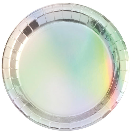Foil Round Paper Plates Iridescent 8x23cm