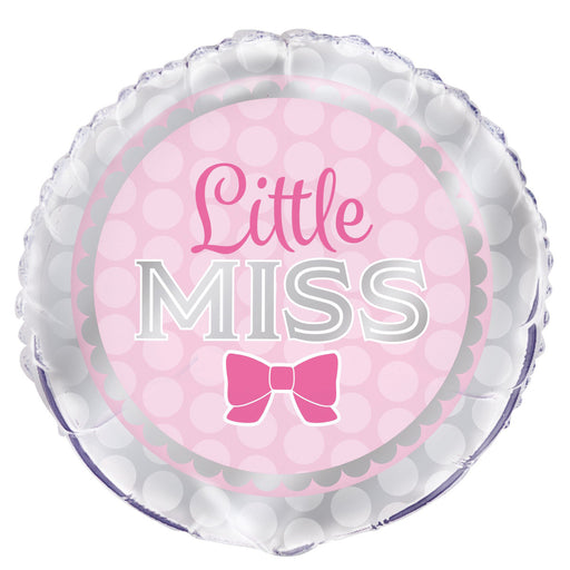 Little Miss Pink Girl Bow Foil Balloon 45cm