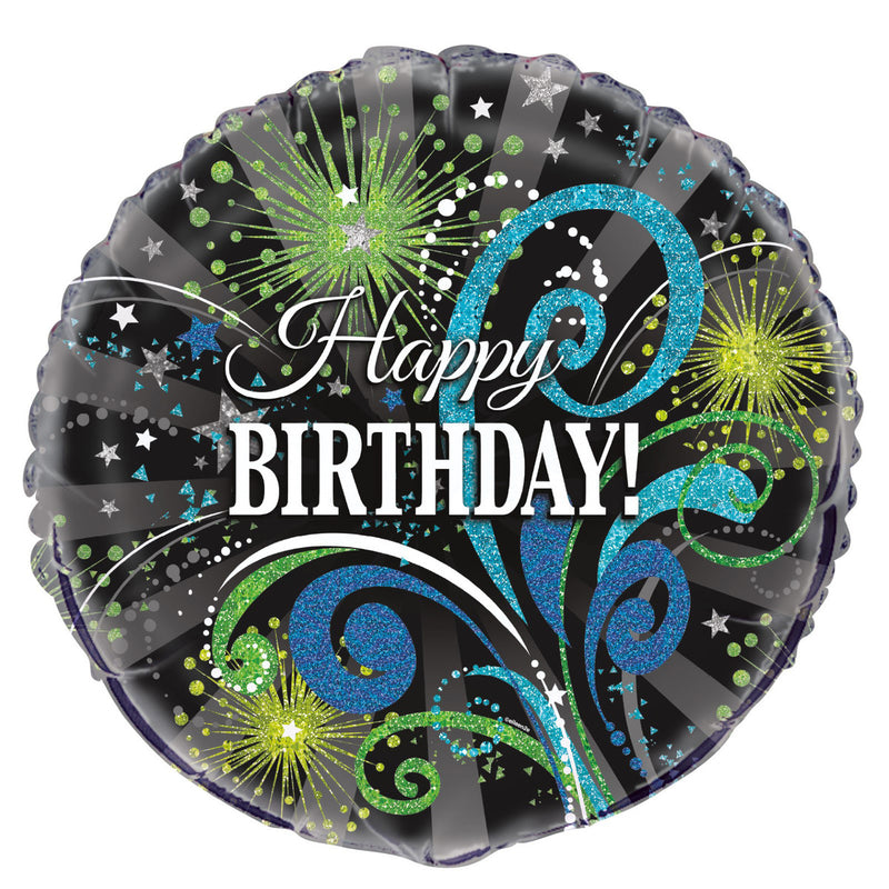 Black and Green Swirl Foil Balloon 45cm