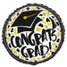 Black and Gold Congrats Grad Foil Balloon 45cm