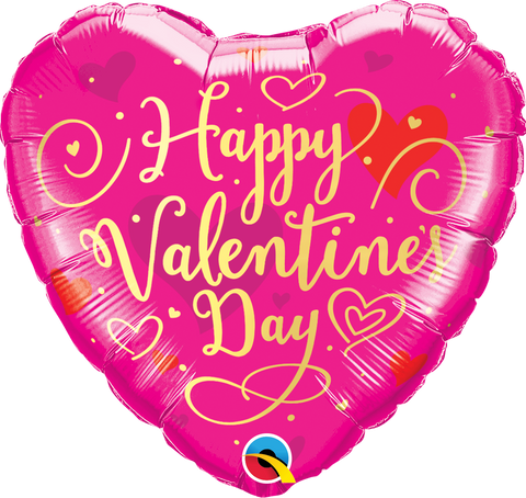 Foil Balloon 45Cm Heart Valentines Day Gold Script