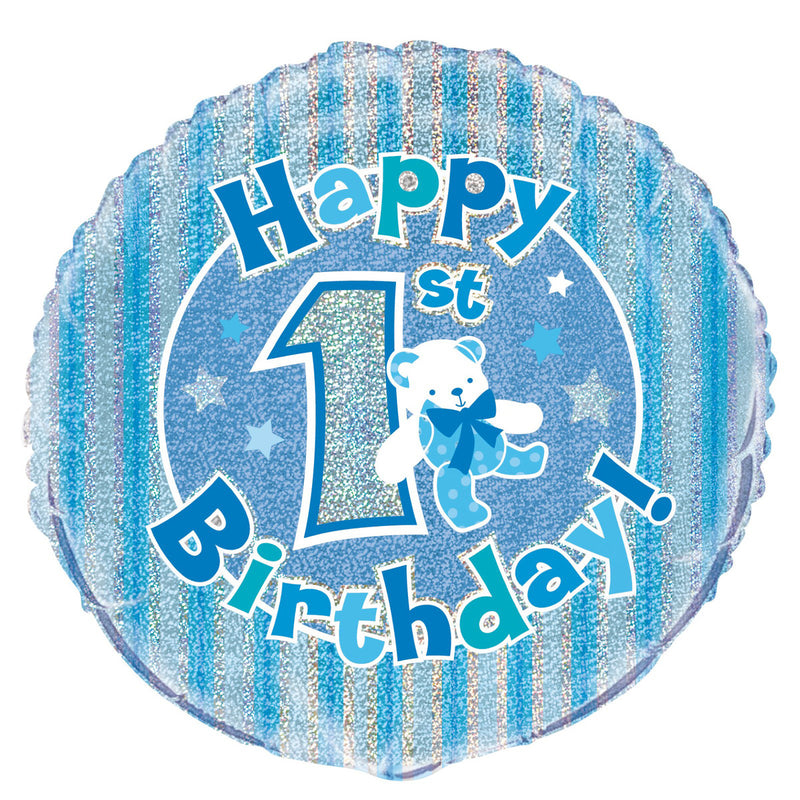 1st Bday Blue Foil Balloon 45cm