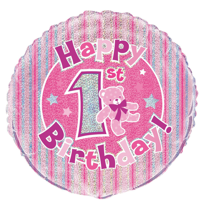 1st Bday Pink Foil Balloon 45cm
