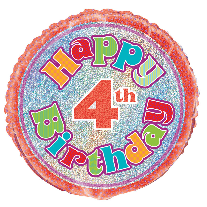 4th Bday Foil Balloon 45cm