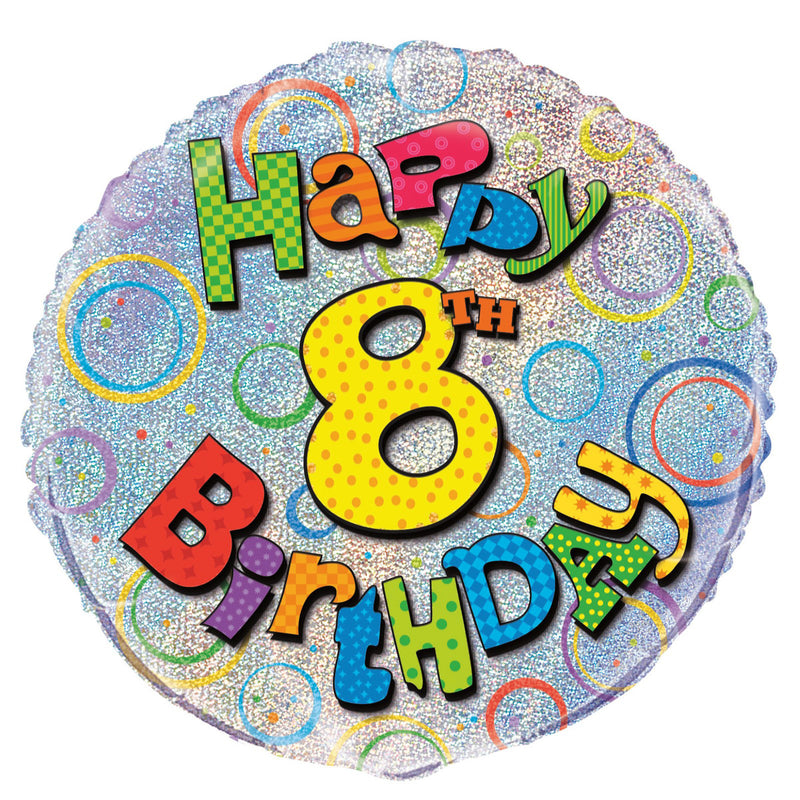 8th Bday Foil Balloon 45cm