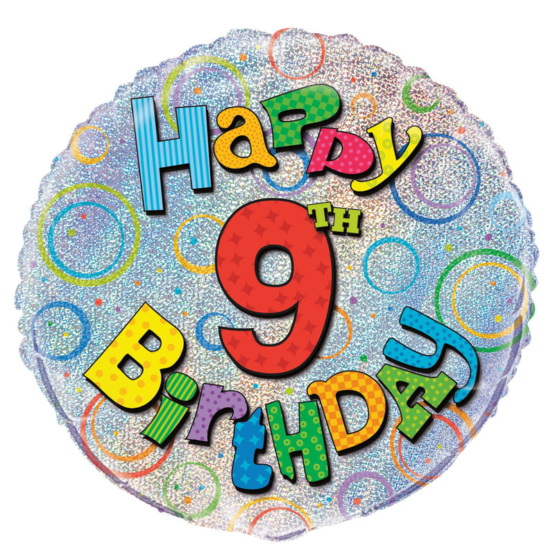 9th Bday Foil Balloon 45cm