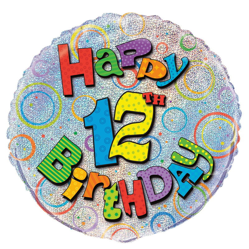 12th Bday Foil Balloon 45cm