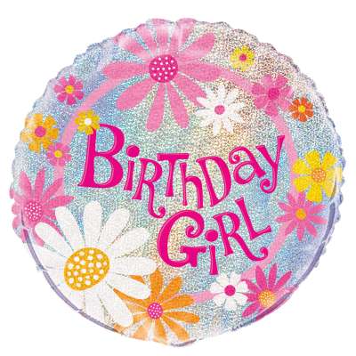Birthday Girl Prism Round Foil Balloon 45cm