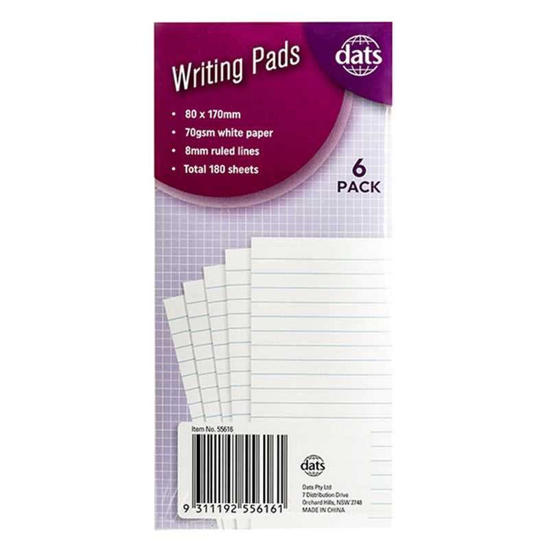 Pad Paper Writing 80x170mm 6pk