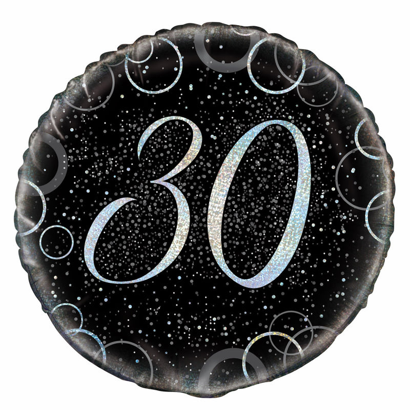 Glitz Silver 30th Birthday Foil Balloon 45cm