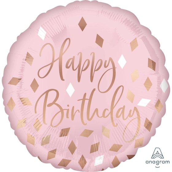Foil Balloon 45cm Standard HX Blush Happy Birthday S40