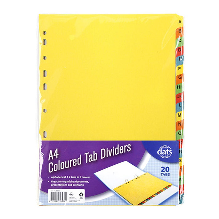 Tab Dividers Paperboard A4 Alphabetical A to Z
