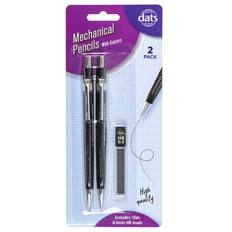 Pencil Mechanical HB 2pk w 12x0.5mm Refills Tri Barrel