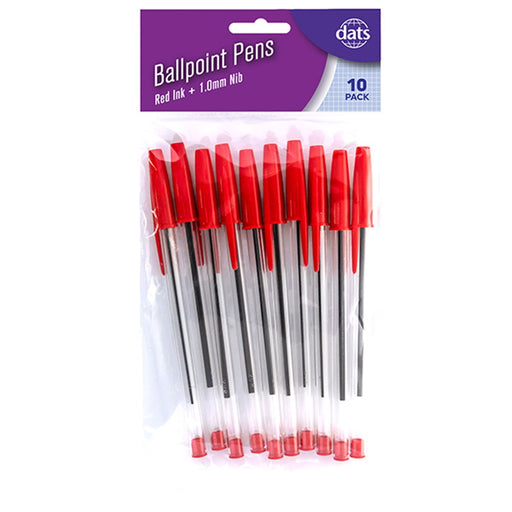 Pen Ballpoint Red Ink 10pk