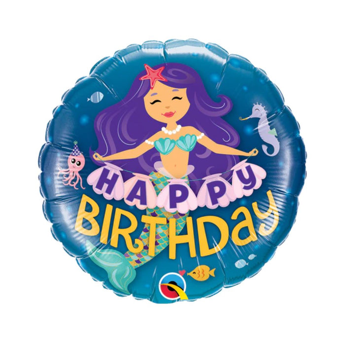Standard Foil Balloon™ 45cm Round Happy Birthday Mermaid