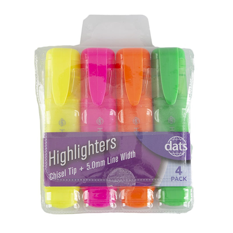 Highlighter Fluro Mixed Cols 4pk