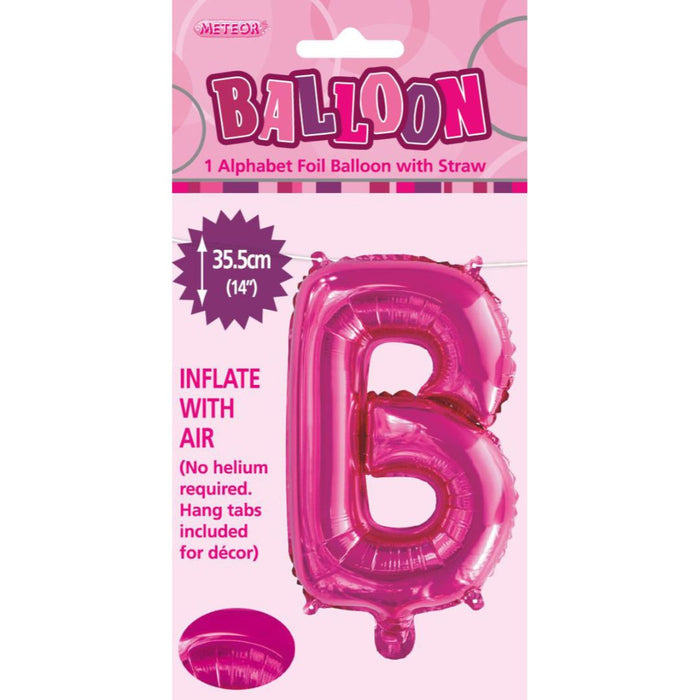 Alphabet Foil Balloon 35cm Hot Pink - B