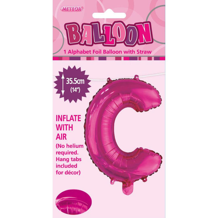 Alphabet Foil Balloon 35cm Hot Pink - C