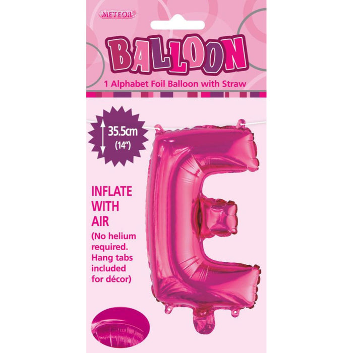 Alphabet Foil Balloon 35cm Hot Pink - E