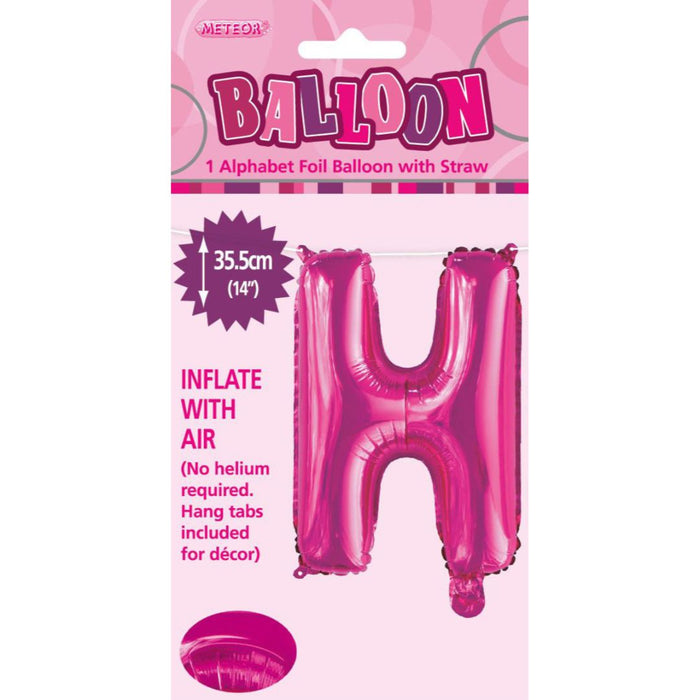 Alphabet Foil Balloon 35cm Hot Pink - H