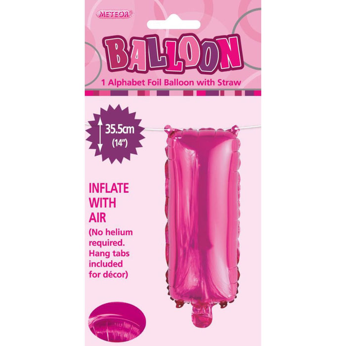 Alphabet Foil Balloon 35cm Hot Pink - I