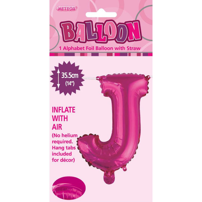 Alphabet Foil Balloon 35cm Hot Pink - J