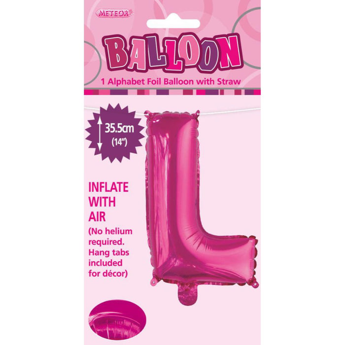 Alphabet Foil Balloon 35cm Hot Pink - L