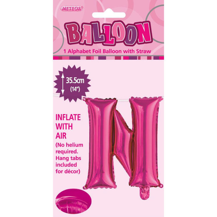 Alphabet Foil Balloon 35cm Hot Pink - N