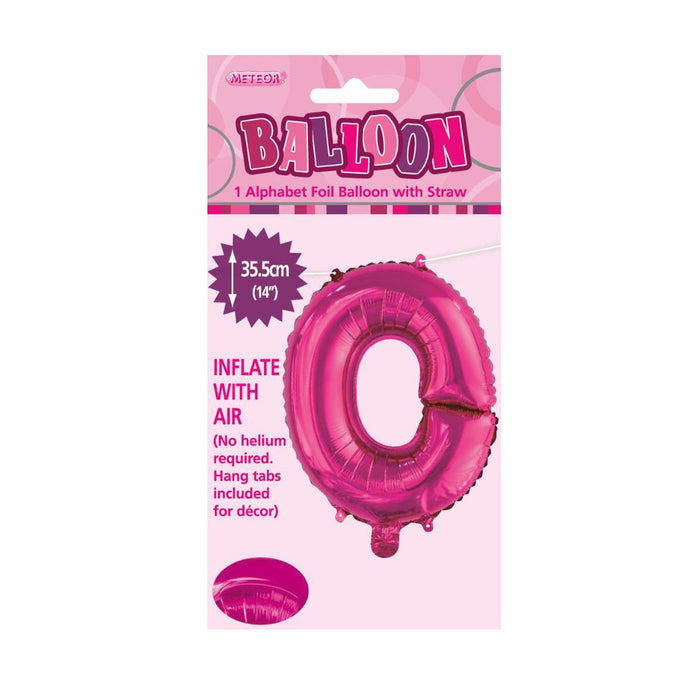 Alphabet Foil Balloon 35cm Hot Pink - O