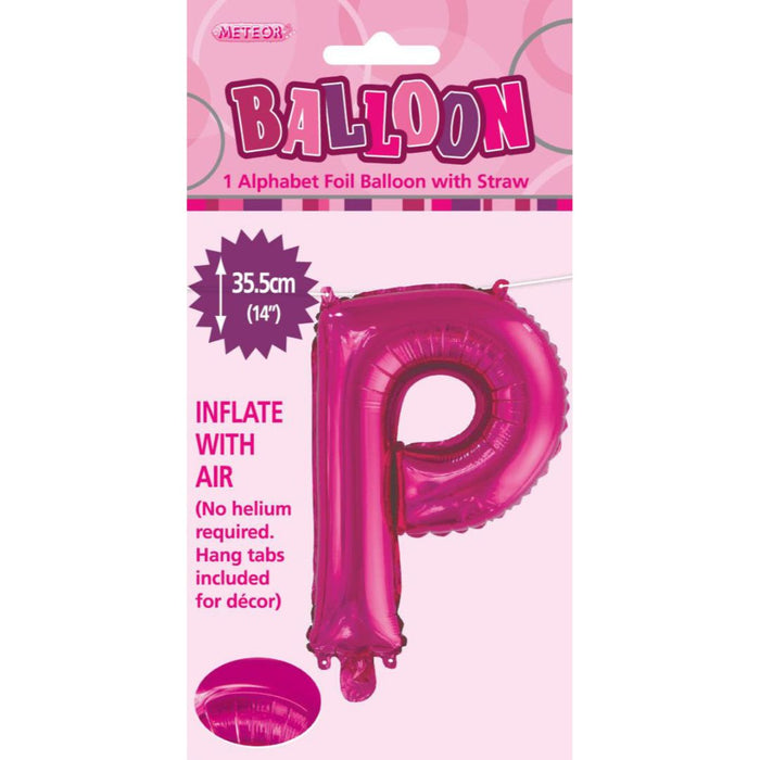 Alphabet Foil Balloon 35cm Hot Pink - P