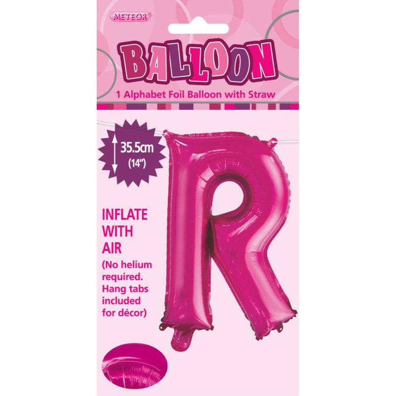 Pink R Balloon Alphabet Foil Balloon 35cm Hot Pink - R — Ronis