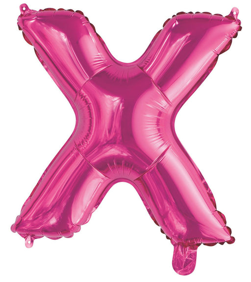 Alphabet X Foil Balloon Hot Pink 35cm