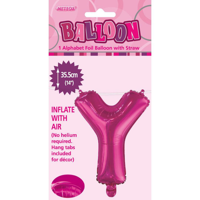 Alphabet Foil Balloon 35cm Hot Pink - Y