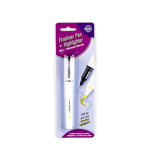 Pen Fineliner Highlighter Dual Tips Black Ink Yellow HL
