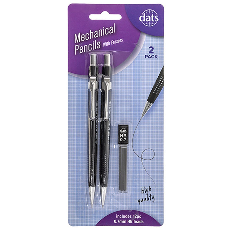 Pencil Mechanical HB 2pk w 12x0.7mm Refills Tri Barrel