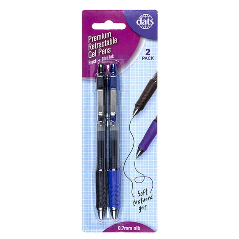 Pen Gel Retractable Premium w/ Grip 2pk