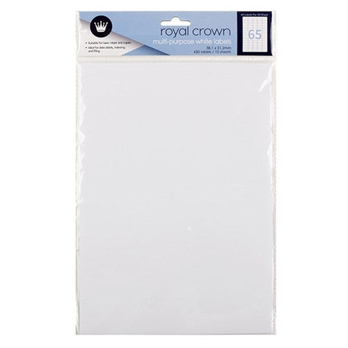 Label White A4 65 Per Sheet x 10 Sheets Total 650pk