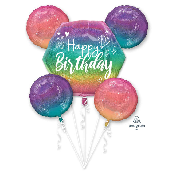 Bouquet Balloons Happy Birthday Sparkle 5pk