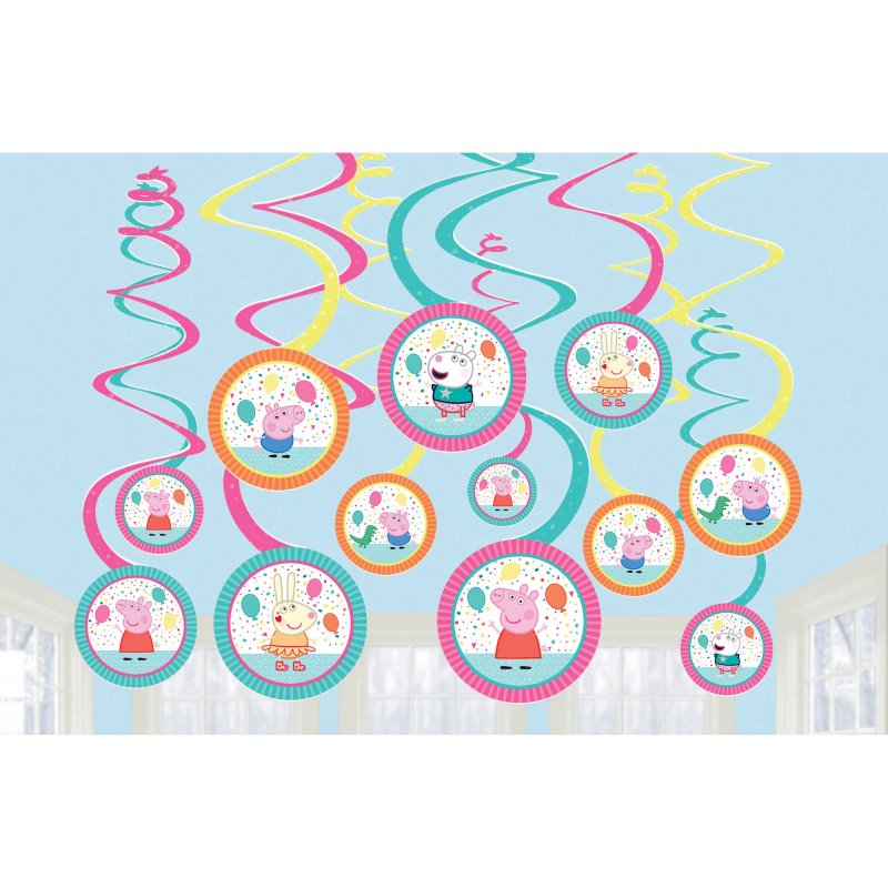 Peppa Pig Confetti Party Spiral Swirls Hanging Deco