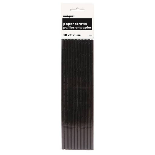 Foil Paper Straws Black 10pk