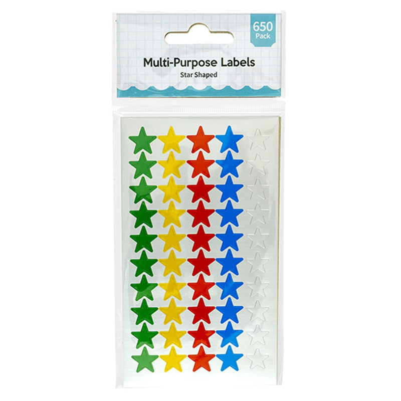 Labels Multi Purpose Star Coloured 650Pk 11mm