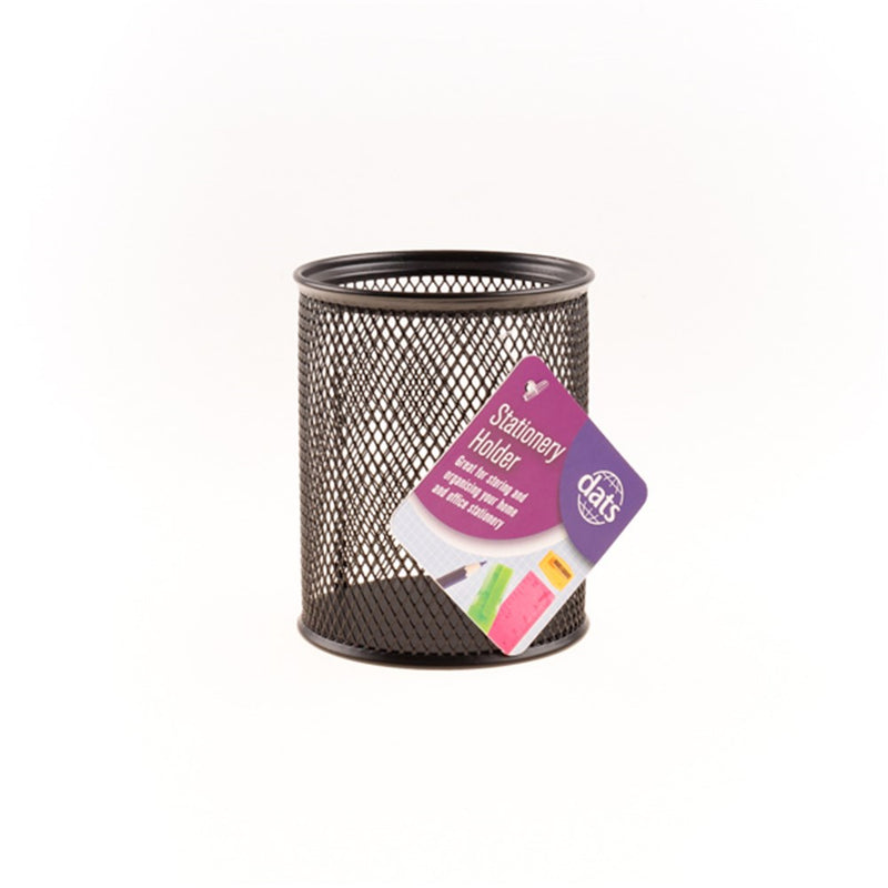 Holder Stationery Pencil Pen Metal Mesh Black 10x8cm Diameter