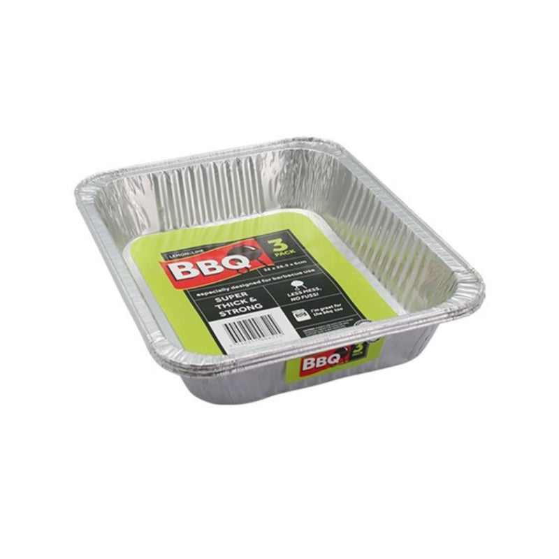 FOIL TRAY RECT 3PK PDQ 32X26.5X6CM