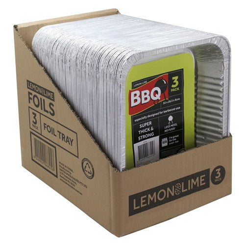 Lemon and Lime Foil Tray Rect 3Pk Pdq & 32X26.5X6Cm